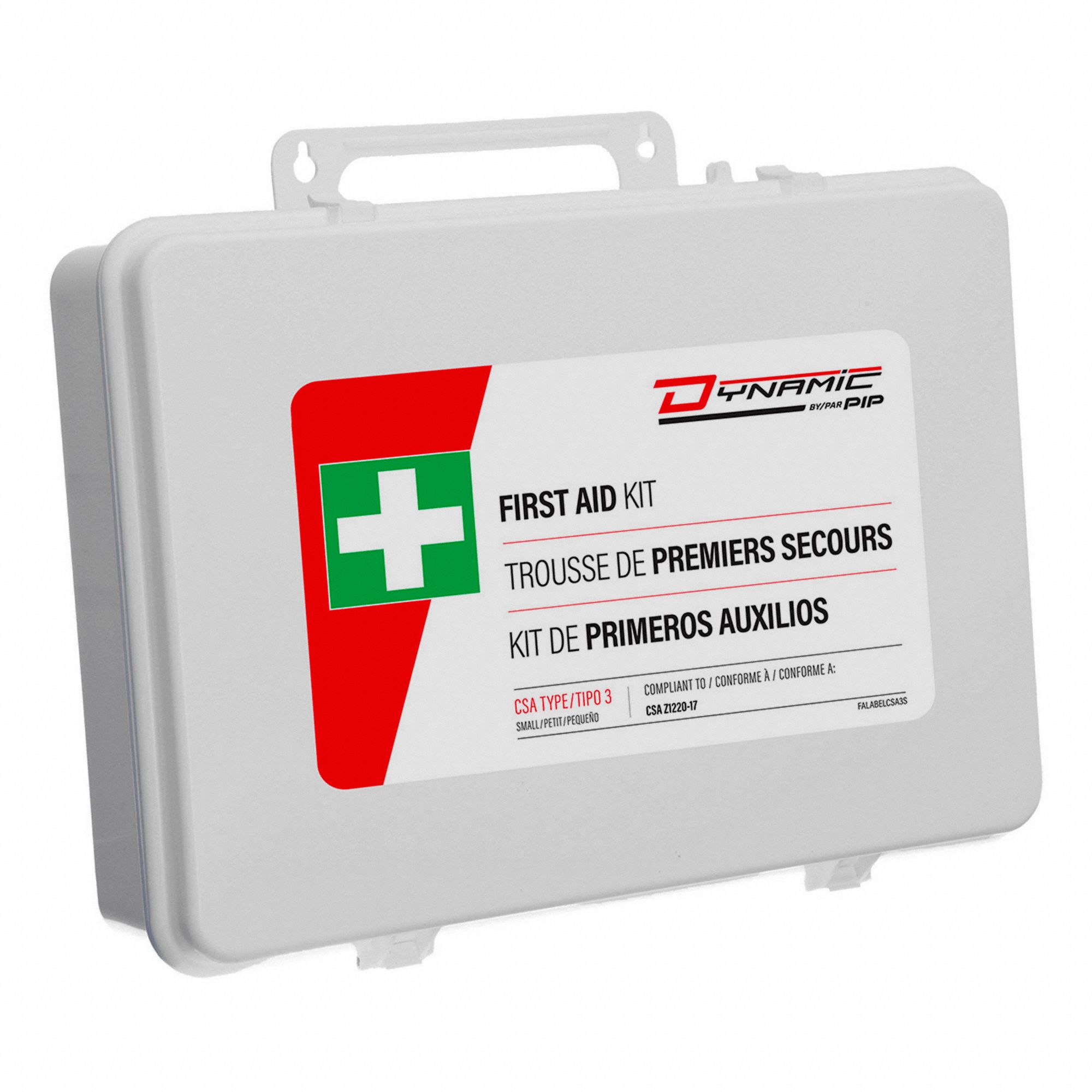 FIRST AID KIT,PLASTIC,WHITE,CSA Z1220-17