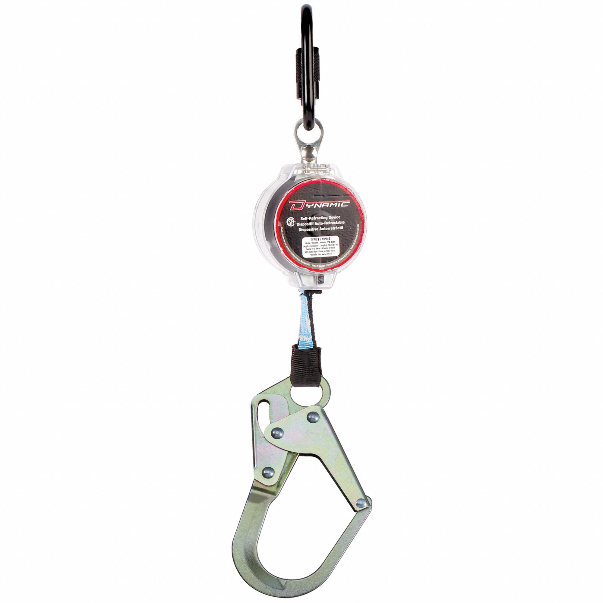 SELF-RETRACTING LIFELINE, CLEAR, 310 LBS, SNAPHOOK, DYNEEMA WEBBING/COMPOSITE