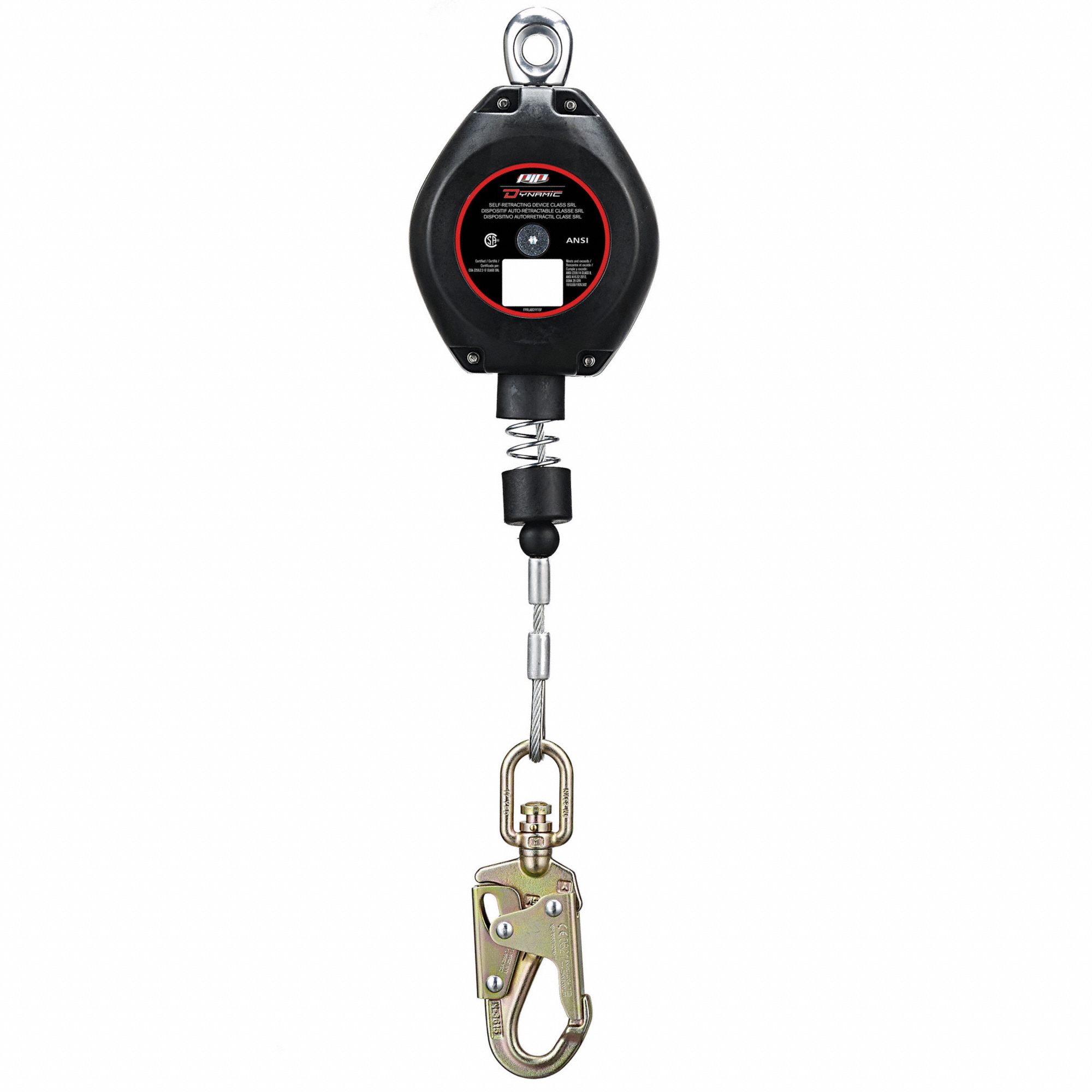 SELF-RETRACTING LIFELINE, CLEAR, 310 LBS, 11 FT, GALVANIZED CABLE