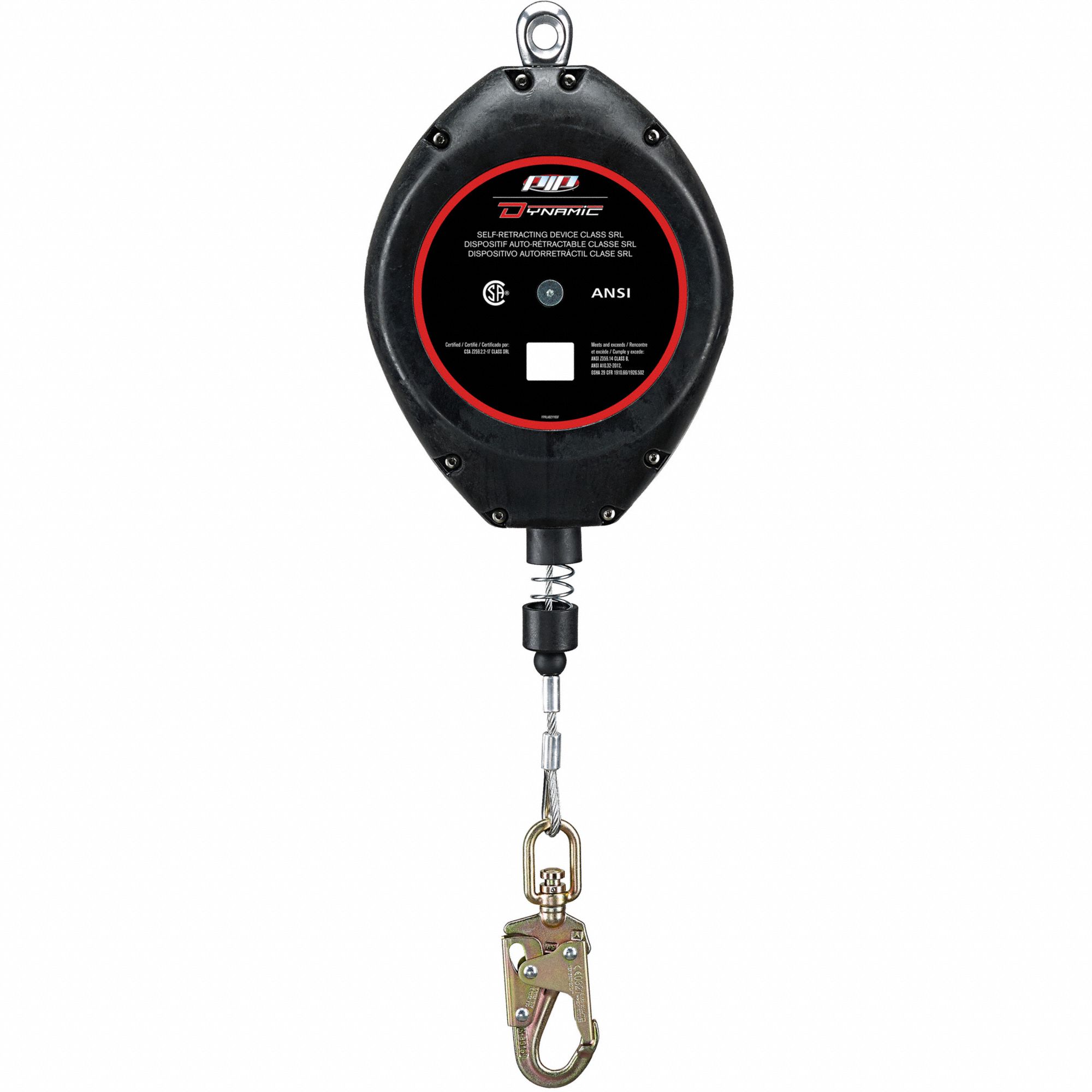 SELF-RETRACTING LIFELINE, CLEAR, 310 LBS, 30 FT, GALVANIZED CABLE