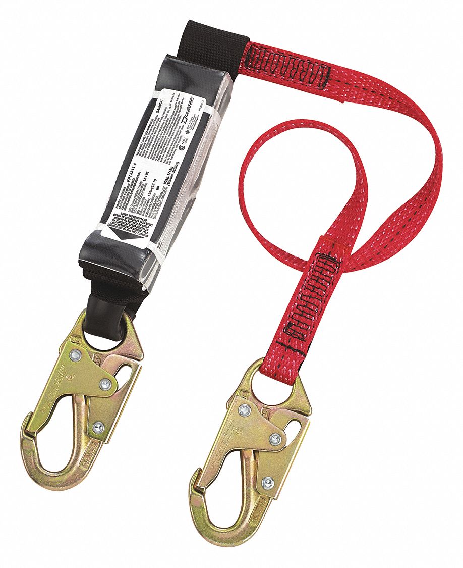 WEB LANYARD, 1 LEG, WEIGHT CAP 132 TO 352 LBS, RED, 1 IN, STEEL HARDWARE