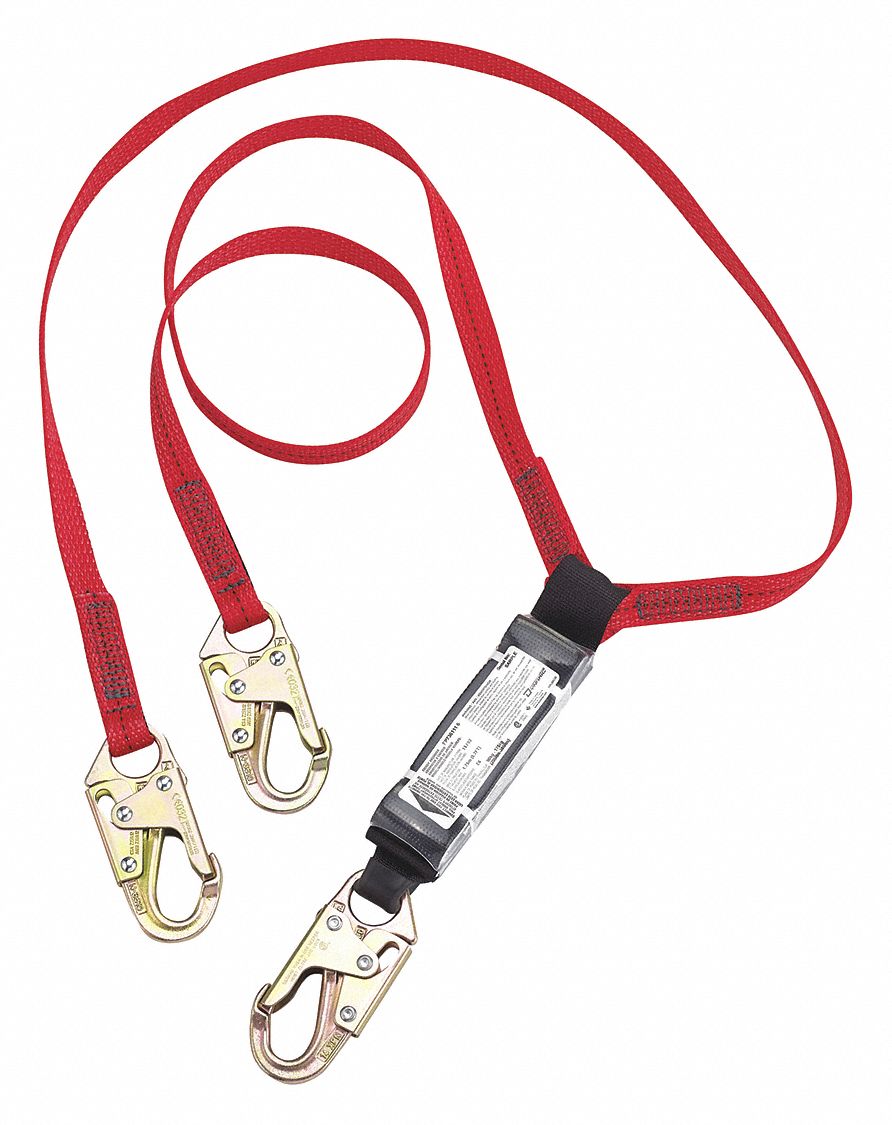 WEB LANYARD, STEEL HARDWARE, 352 LB CAPACITY, RED, 1 IN STRAP WIDTH