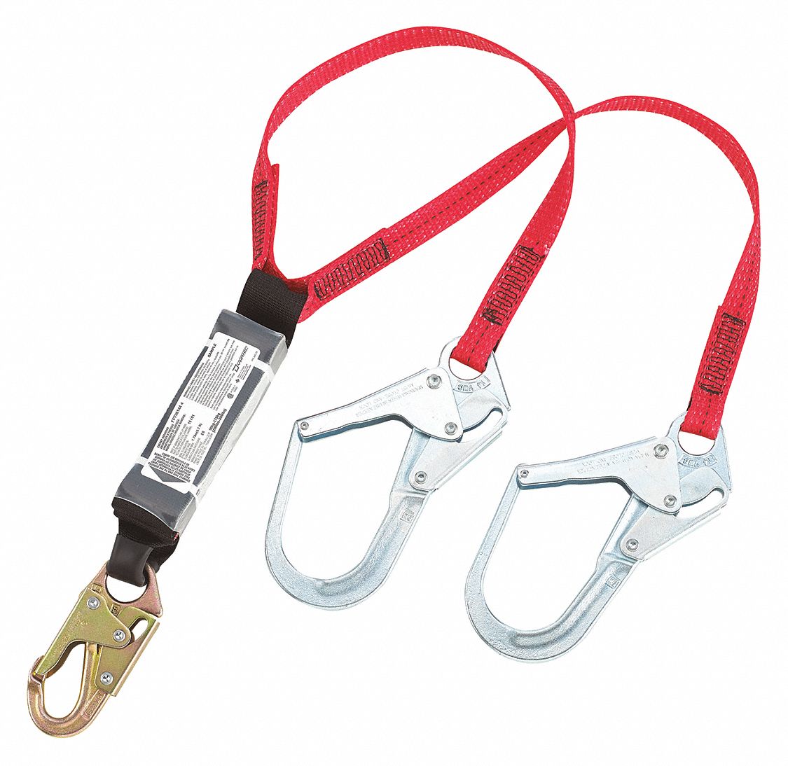ADJUSTABLE WEB LANYARD, WEIGHT CAP 132 TO 352 LBS, RED, 1 IN, STEEL HARDWARE