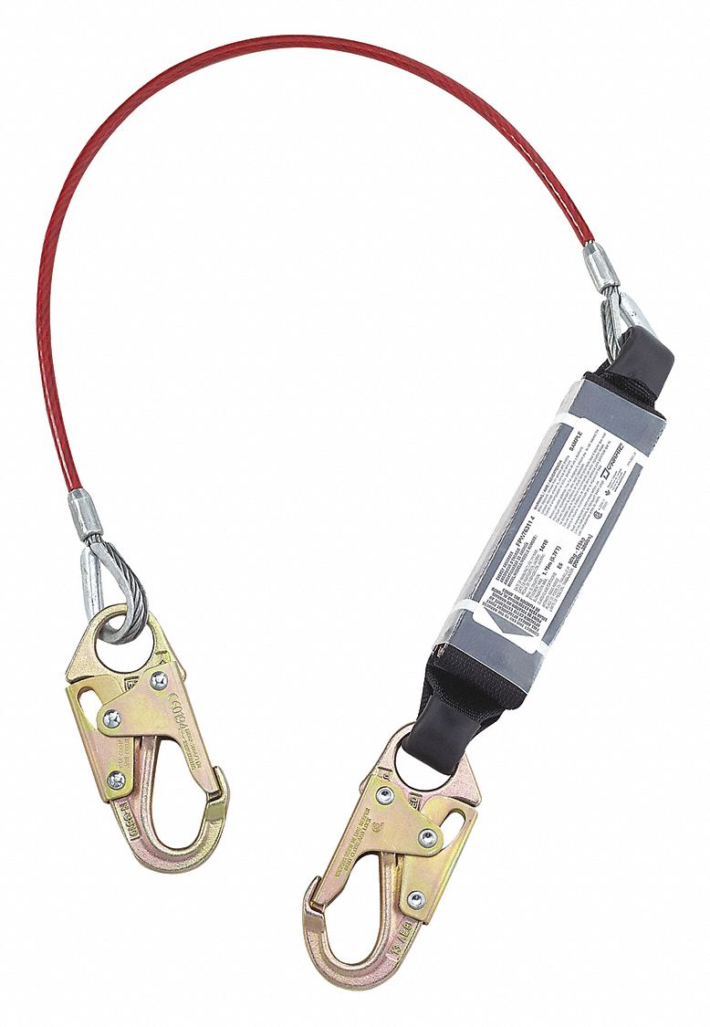 DYNAMIC POSITIONING LANYARD, PVC COATED STEEL, STEEL HARDWARE, 386 LB ...