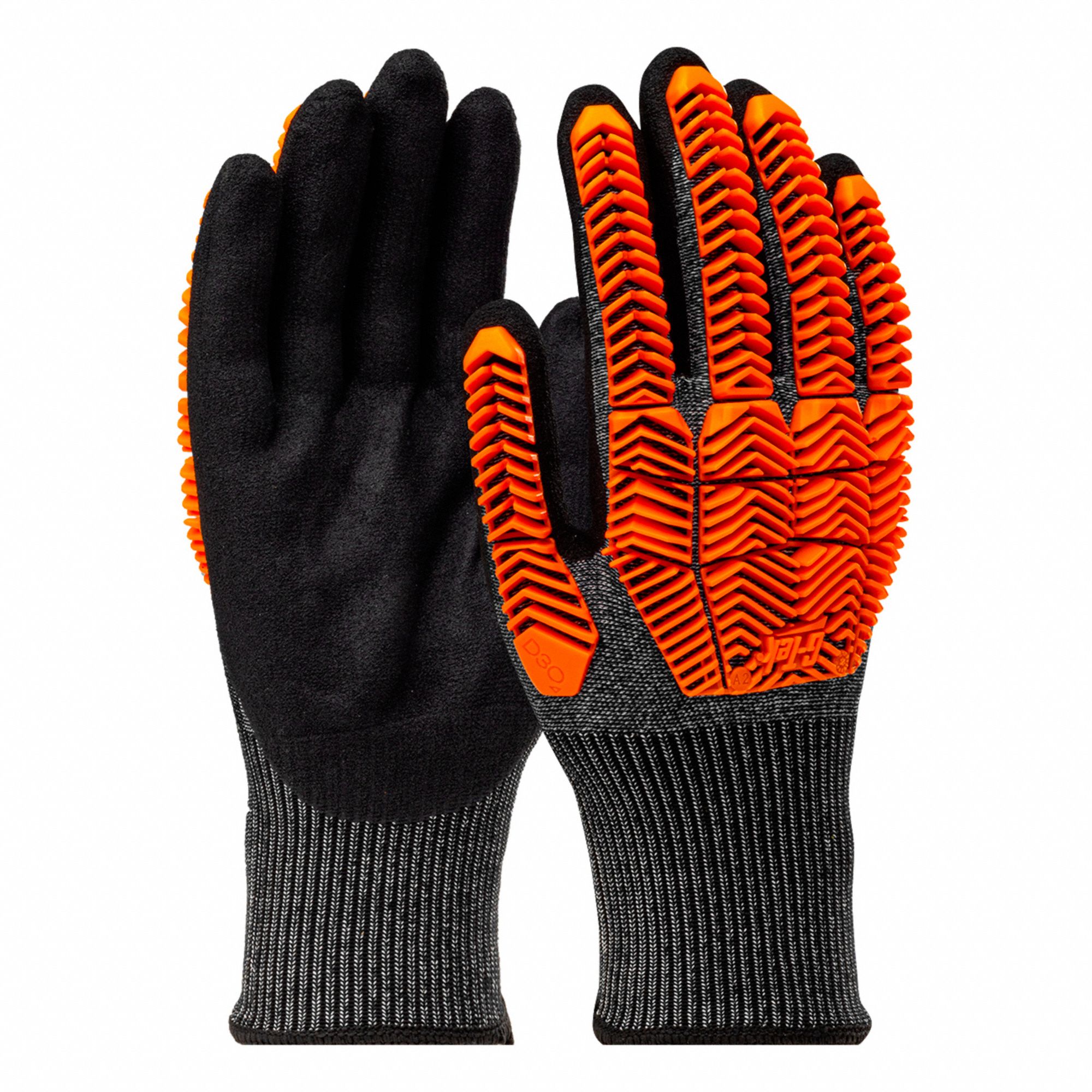GLOVES,ORANGE,NITRILE,XL,KNIT WRIST,PR