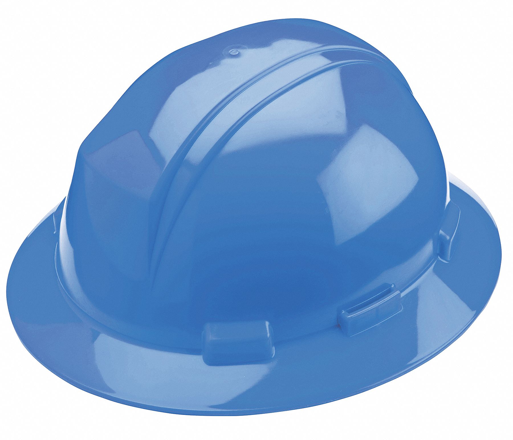 HARD HAT, CSA, TYPE 1, CLASS E, HDPE, 4-PT RATCHET, FULL BRIM, SKY BLUE, SAF LOGO