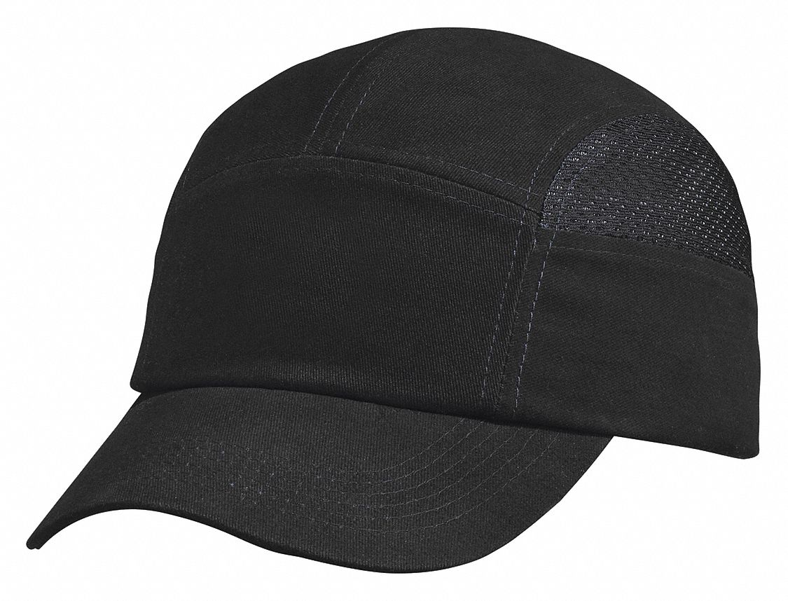 BUMP CAP, BASEBALL, LIGHTWEIGHT, ADJUSTABLE, BLACK, HAT SIZE 6 1/2-8, POLYETHYLENE