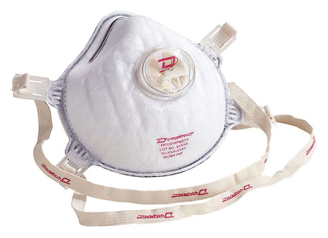 DISPOSABLE RESPIRATOR,UNIVERSAL,LATEX-FREE WOVEN,NIOSH,MOULDED,BUTTERFLY VALVE,5-PK