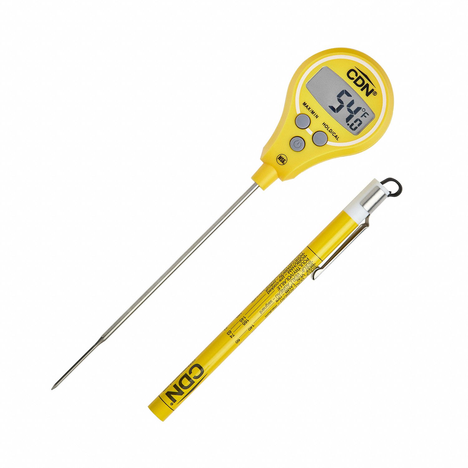 Lollipop Thermometer: Food Safety, LCD, 7 in Overall Lg, NSF Certified