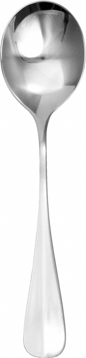 Bouillon Spoon: Dunmore, 18/8, Stainless Steel, 6 1/2 in Overall Lg, Silver