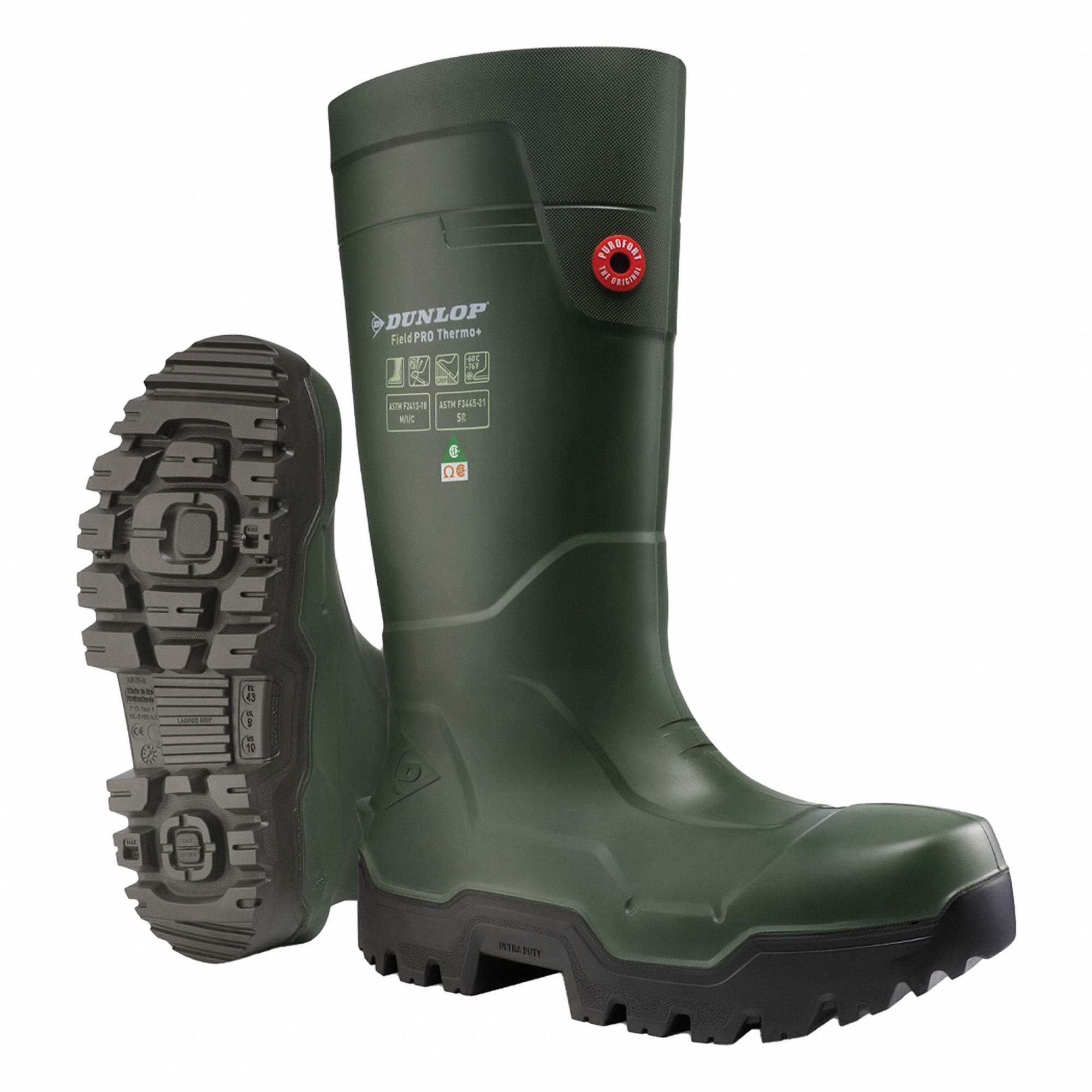 RUBBER BOOTS,GREEN,8 SIZE,PULL-ON,PR