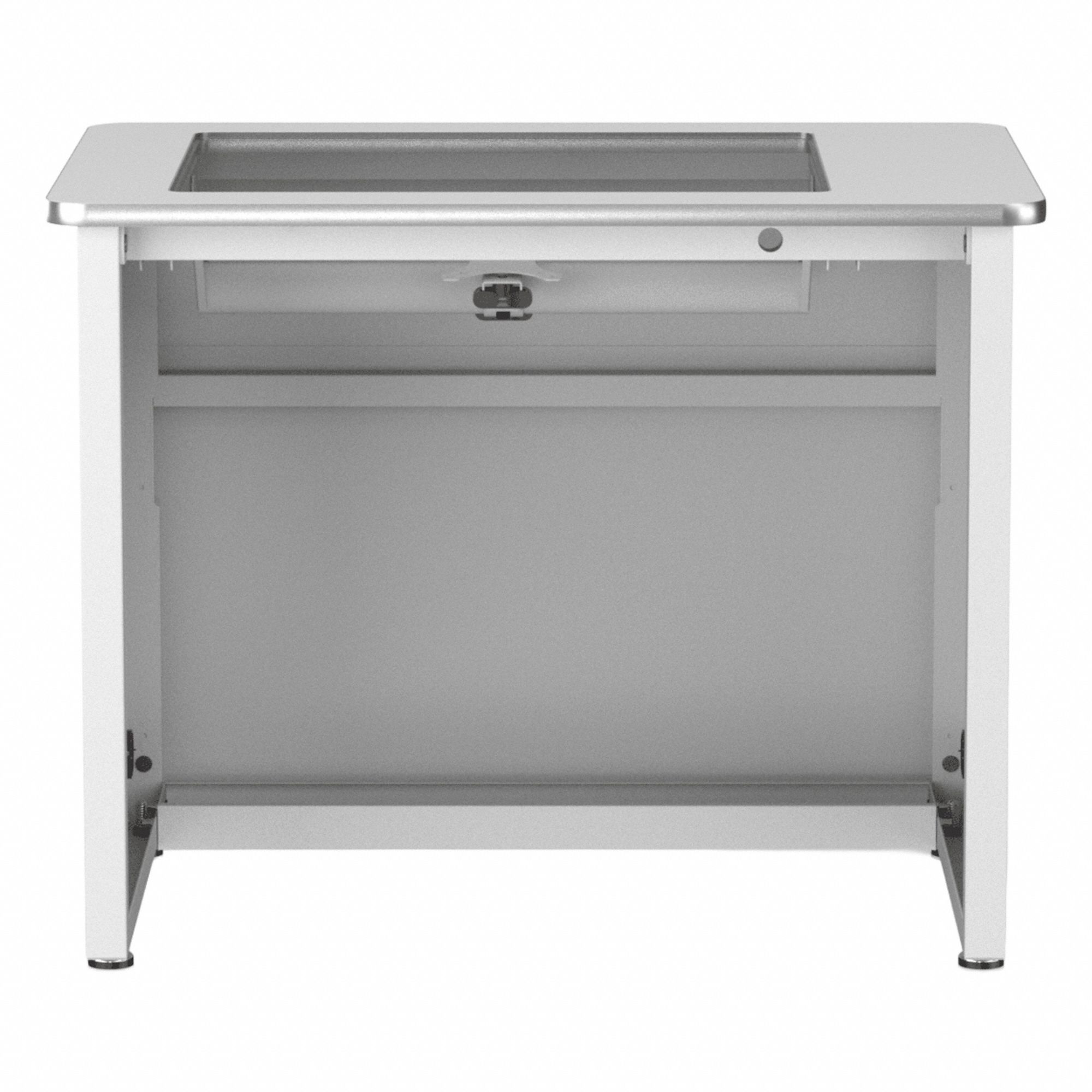 Computer Desk: Wood, White, 0 Drawers, 36 in Overall Wd, 31 in Overall Ht, White Frame