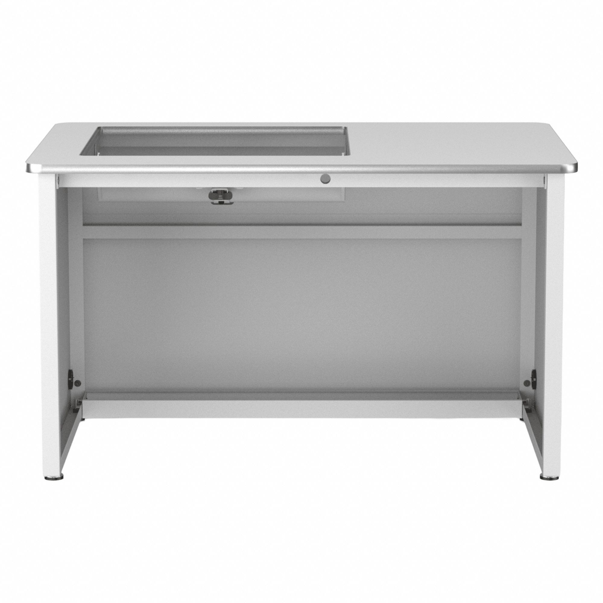 Computer Desk: Wood, White, 0 Drawers, 48 in Overall Wd, 31 in Overall Ht, White Frame