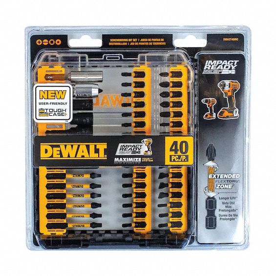 DEWALT Screwdriver Bit Set Screwdriver Bit Set 40 No. of Pieces 1 4 in Hex Shank Size Steel