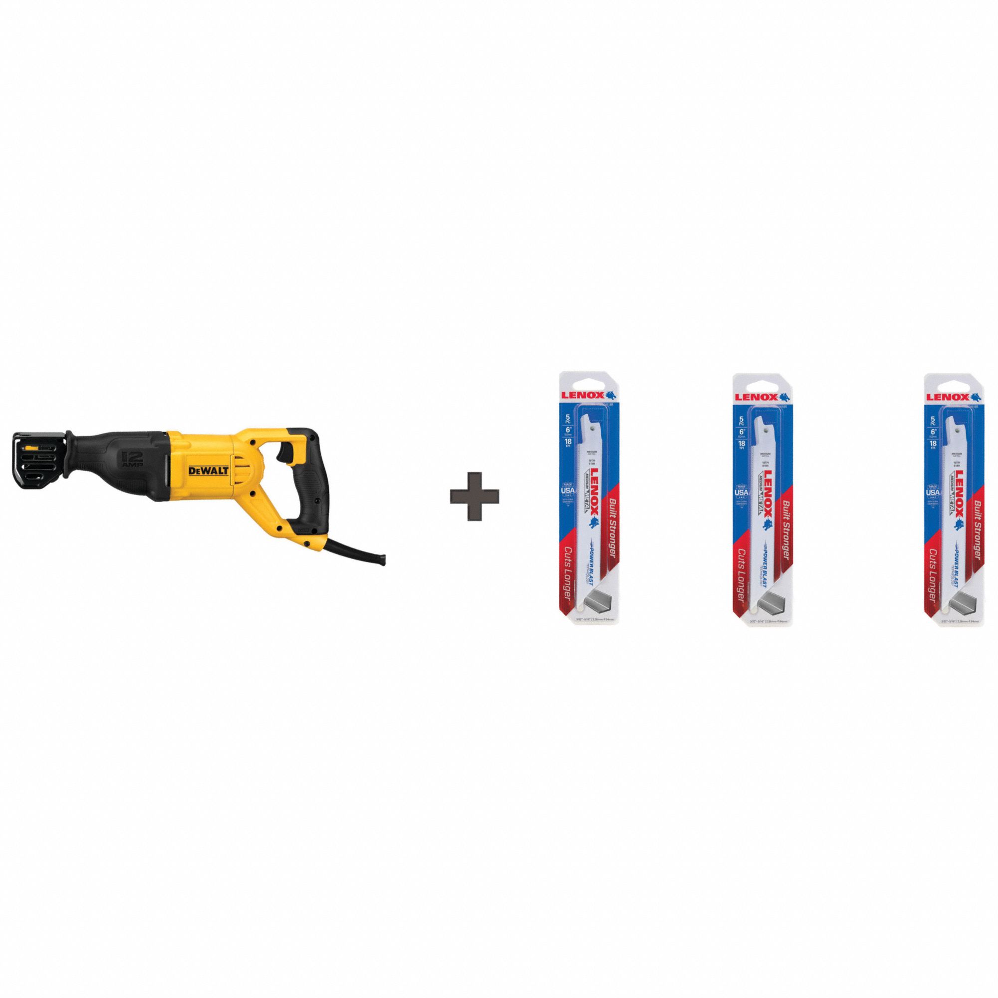 Reciprocating Saw: 12 A Current, 1 1/8 in Stroke Lg, 2, 900 stroke/min Max. Strokes per Minute