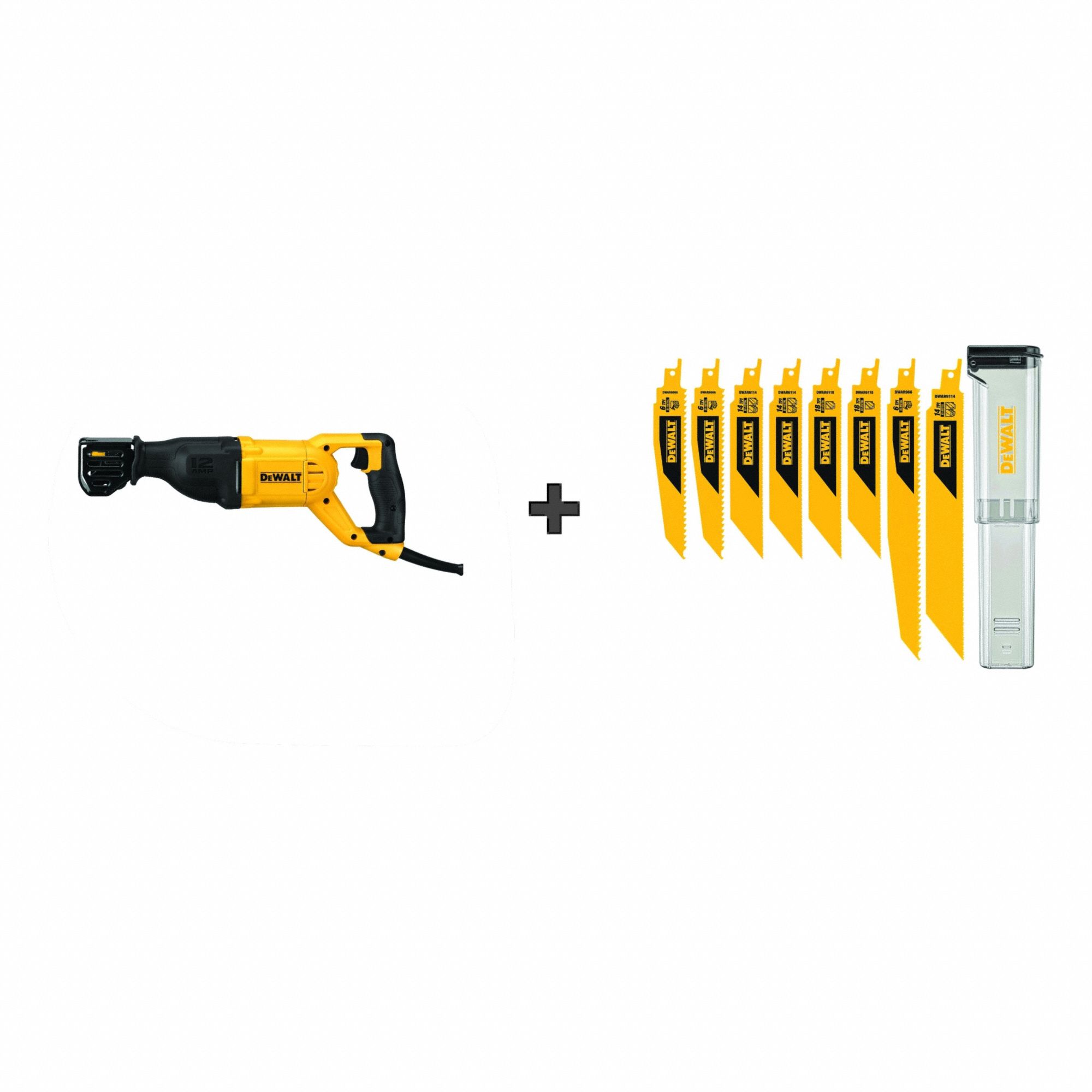 DEWALT Reciprocating Saw: 12 A Current, 1 1/8 in Stroke Lg, 2, 900 stroke/min Max. Strokes per Minute