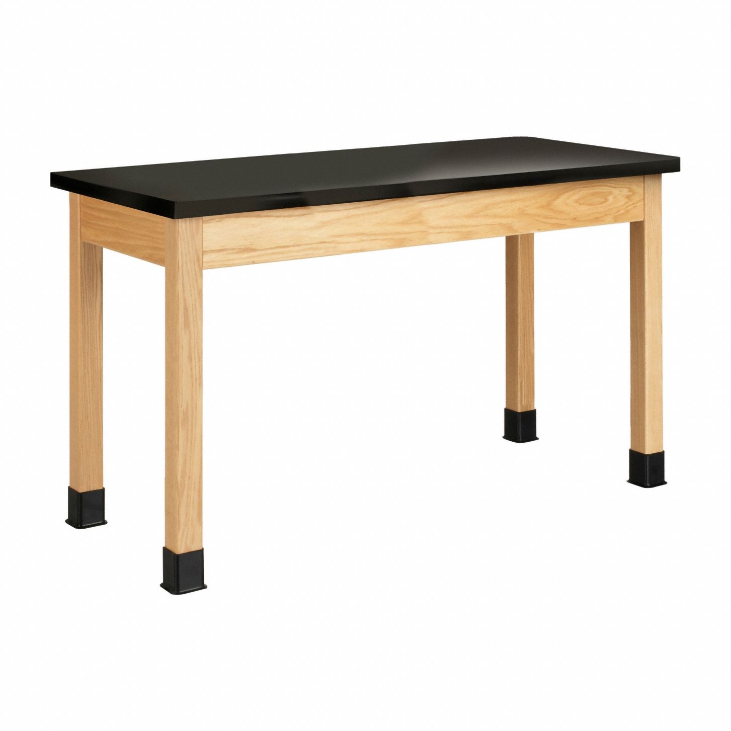 Plain Apron Table: 24 in Overall Wd, 30 in Overall Ht, 4 1/2 ft Overall Lg, ChemGuard, Black, Wood