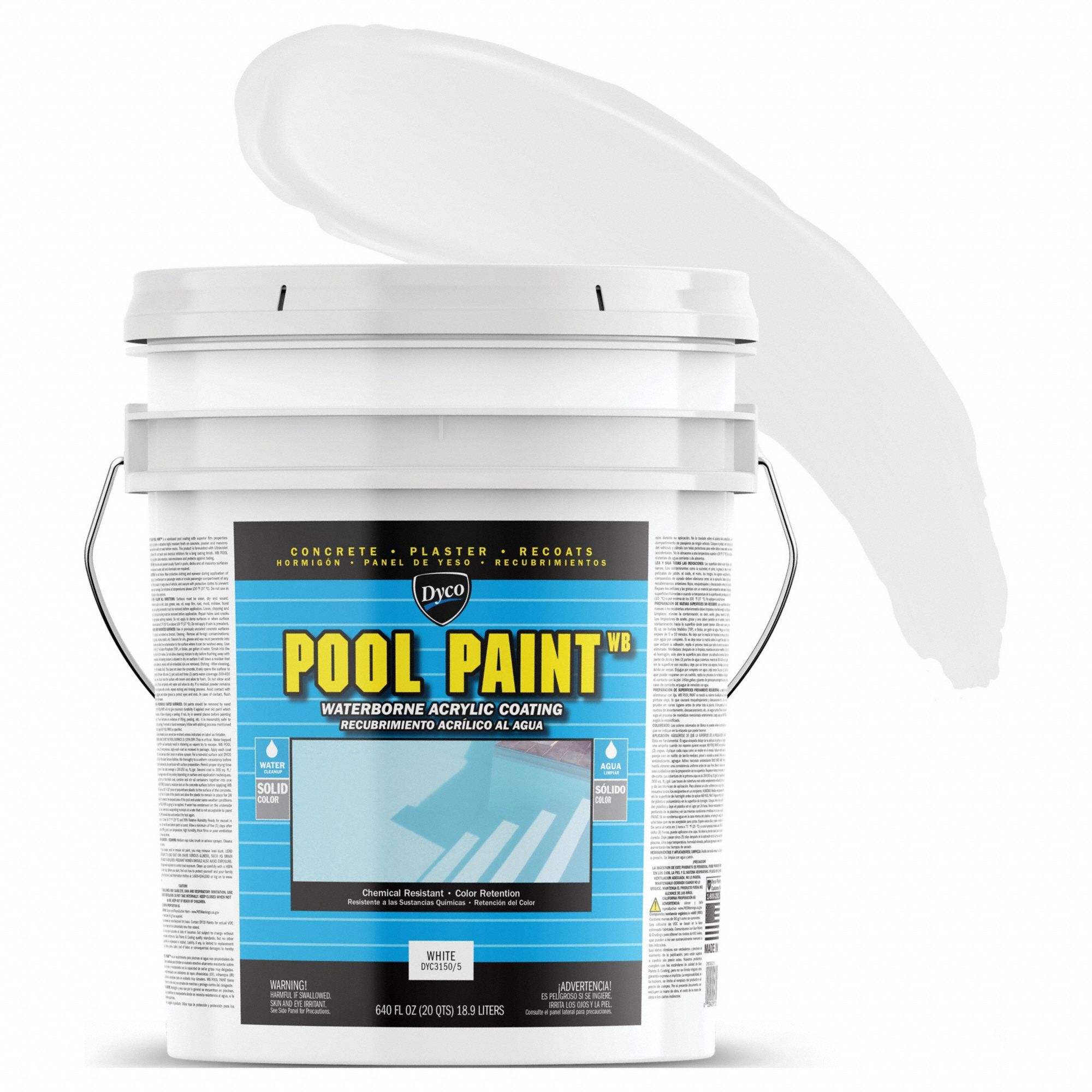 Pool Paint: Acrylic, White, 5 gal Container