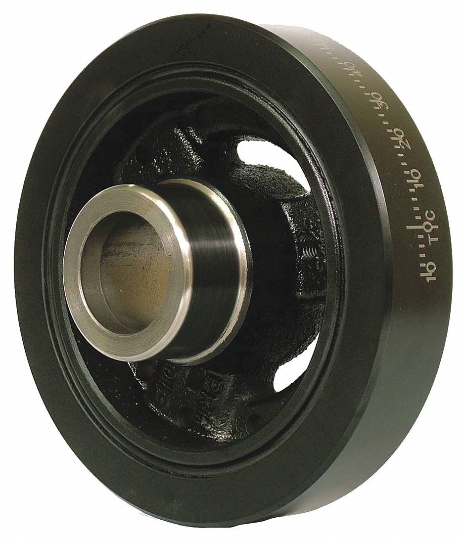 HARMONIC BALANCER, NEUTRAL, 6.98 IN OUTSIDE DIA/1.60 IN BORE DIA/2.69 IN W, BLK, RUBBER/IRON