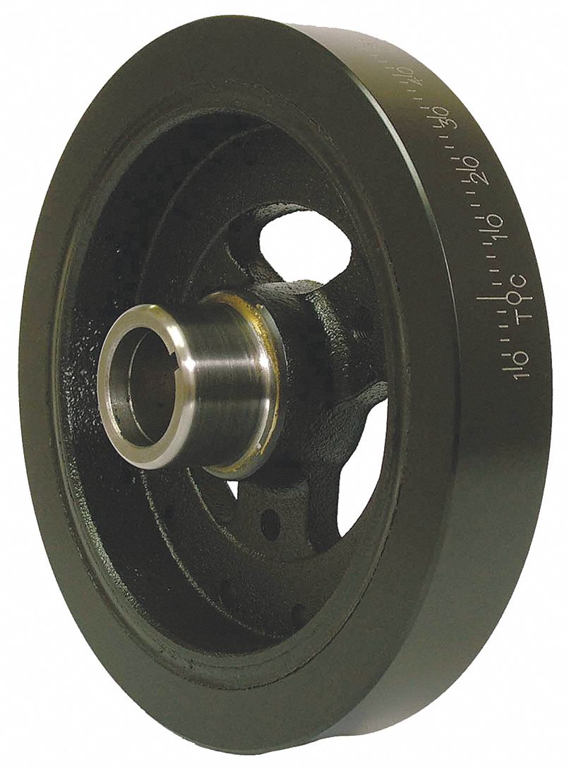 HARMONIC BALANCER, NEUTRAL, 7.95 IN OUTSIDE DIA/1.25 IN BORE DIA/2.35 IN W, BLK, RUBBER/IRON