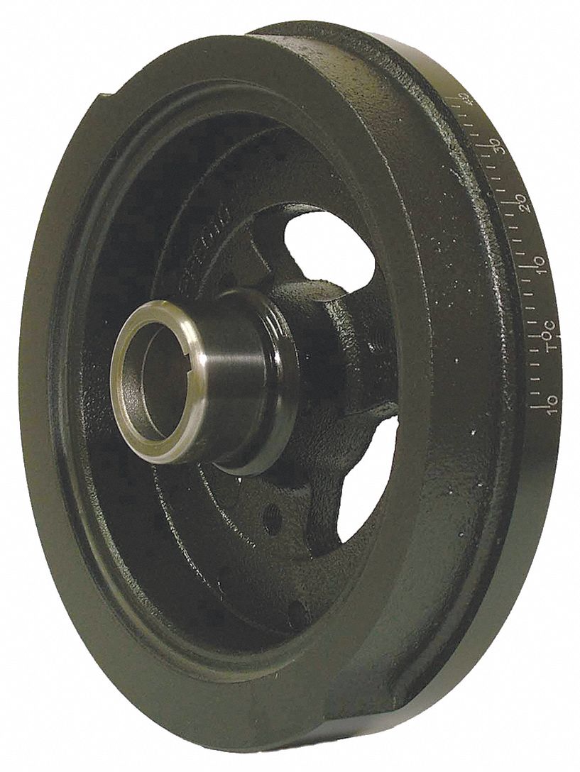 HARMONIC BALANCER, RING WEIGHTED, 7.95 IN OUTSIDE DIA/1.25 IN BORE DIA/2.34 IN W, RUBBER/IRON