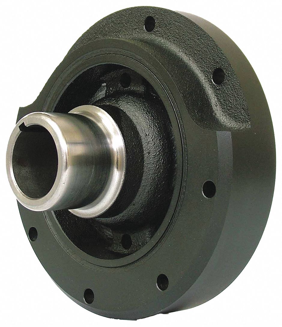 HARMONIC BALANCER, RING WEIGHTED, 6.40 IN OUTSIDE DIA/1.37 IN BORE DIA/4.13 IN W, RUBBER/IRON