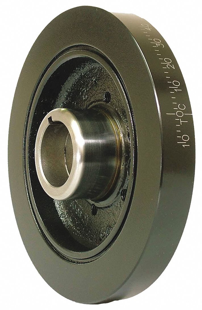 HARMONIC BALANCER, NEUTRAL, 7.26 IN OUTSIDE DIA/1.53 IN BORE DIA/1.81 IN W, BLK, RUBBER/IRON