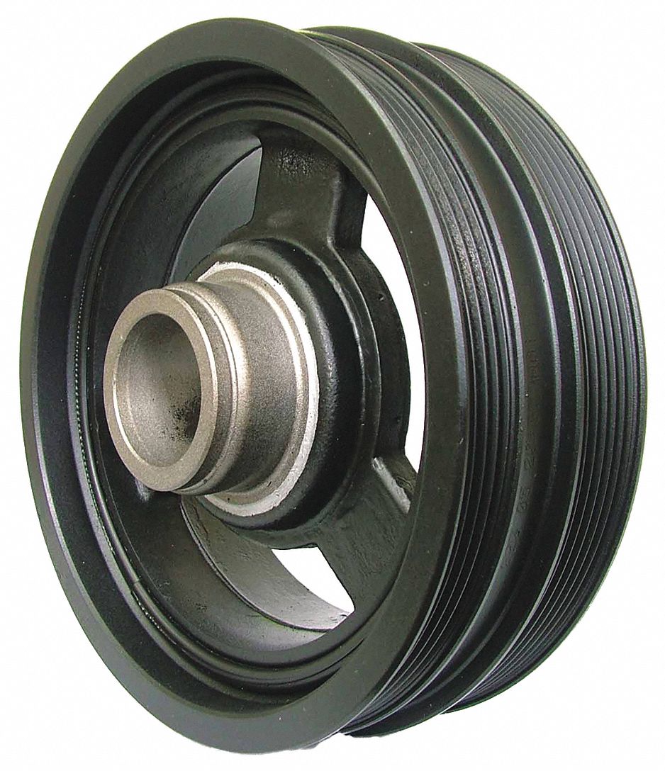 HARMONIC BALANCER, NEUTRAL, 7.52 IN OUTSIDE DIA/1.48 IN BORE DIA/2.82 IN W, BLK, RUBBER/IRON