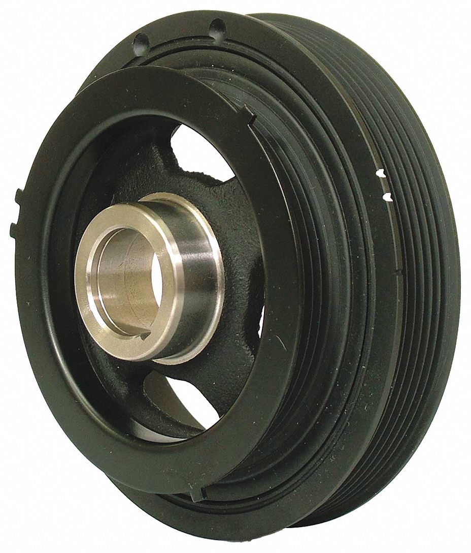 HARMONIC BALANCER, NEUTRAL, 6.42 IN OUTSIDE DIA/1.26 IN BORE DIA/2.32 IN W, BLK, RUBBER/IRON