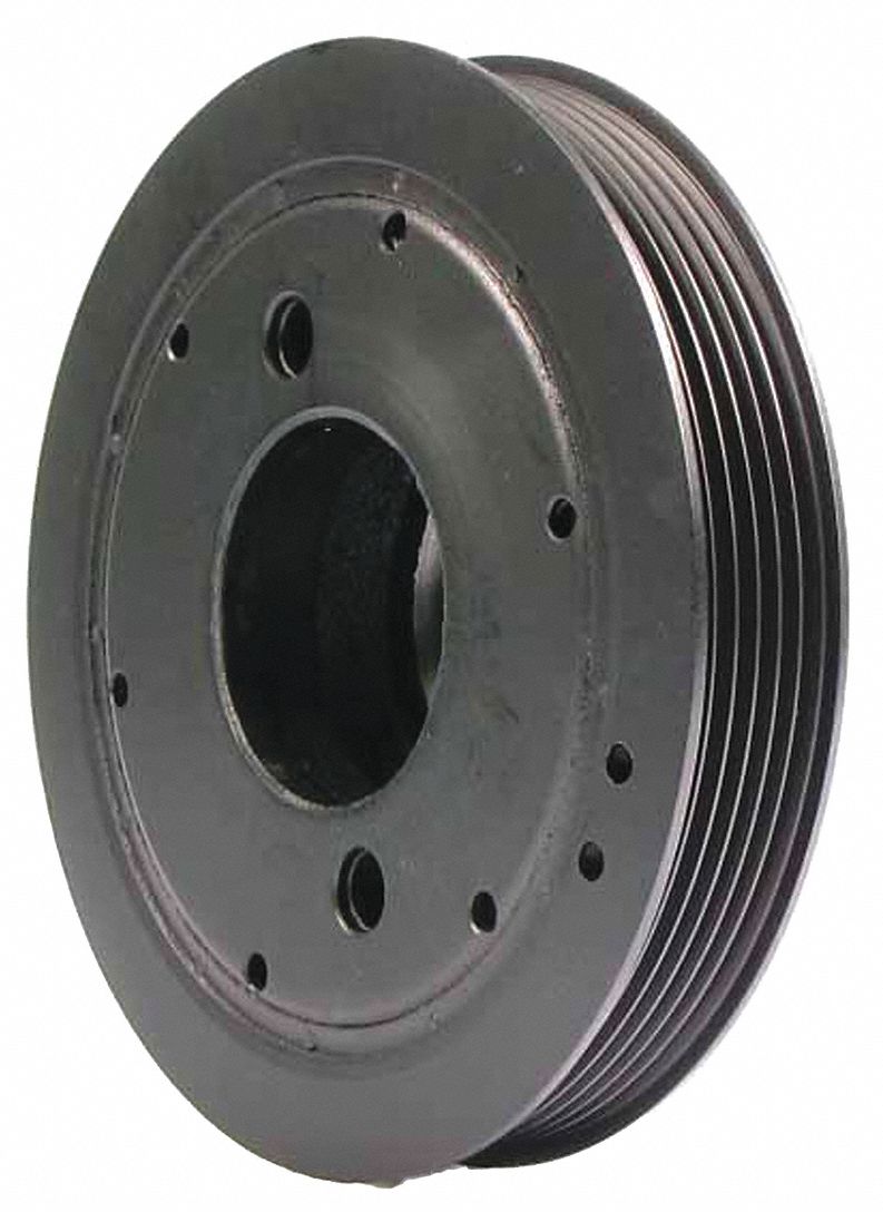 HARMONIC BALANCER, NEUTRAL, 6.14 IN OUTSIDE DIA/2.05 IN BORE DIA/2.22 IN W, BLK, RUBBER/IRON