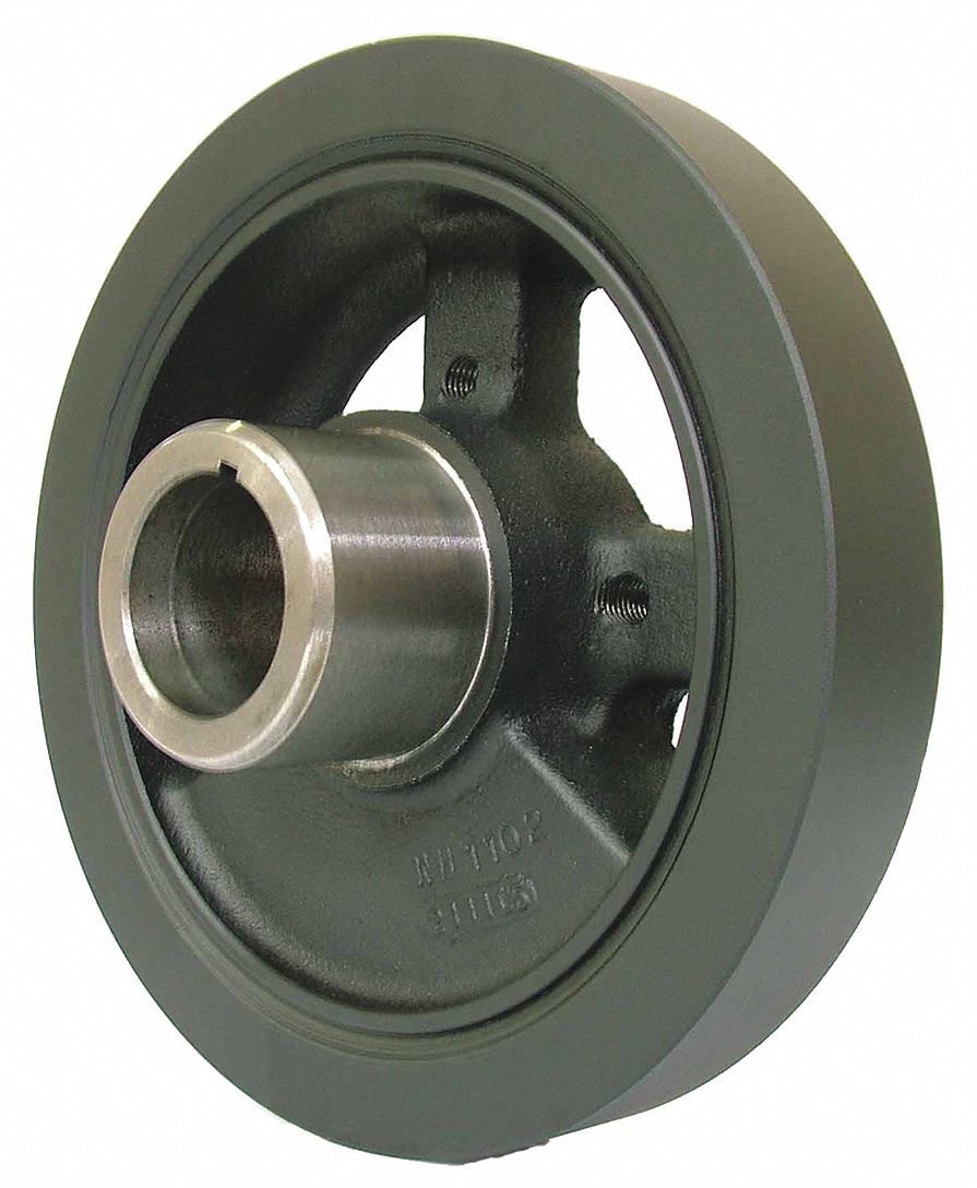 HARMONIC BALANCER, HUB WEIGHTED, 7.99 IN OUTSIDE DIA/1.60 IN BORE DIA/2.44 IN W, BLK, RUBBER/IRON