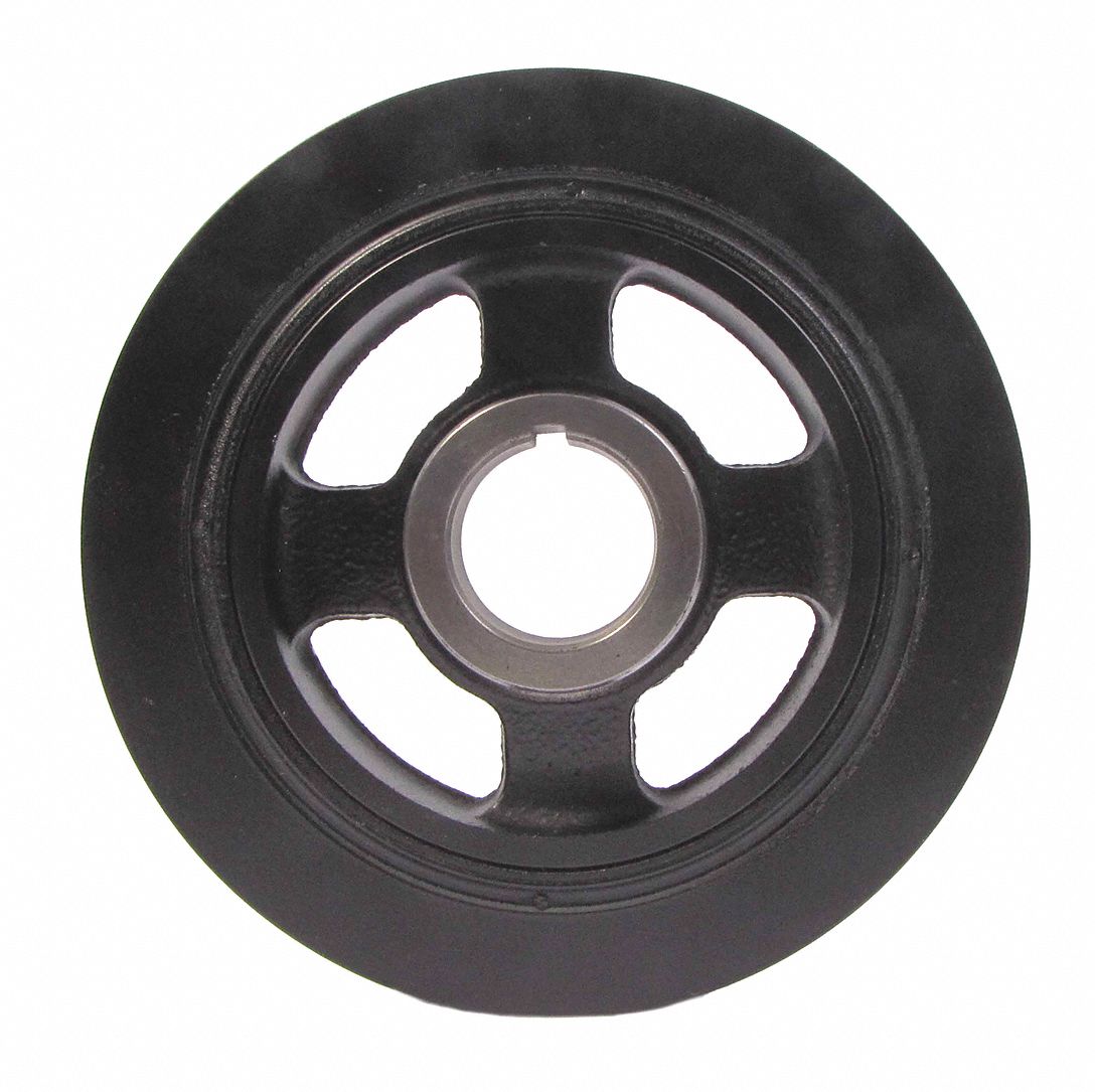 HARMONIC BALANCER, HUB WEIGHTED, 5.83 IN OUTSIDE DIA/1.18 IN BORE DIA/1.47 IN W, BLK, RUBBER/IRON