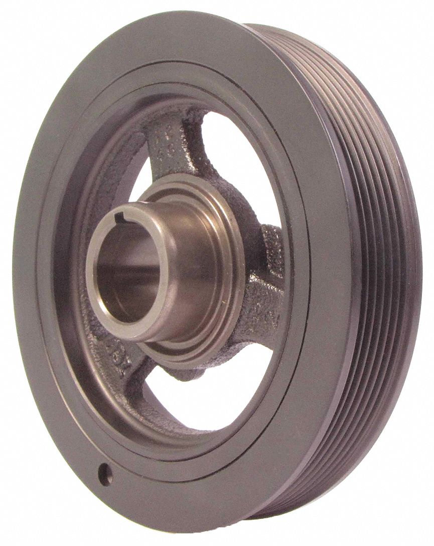 HARMONIC BALANCER, NEUTRAL, 6.58 IN OUTSIDE DIA/1.25 IN BORE DIA/1.26 IN W, BLK, RUBBER/IRON