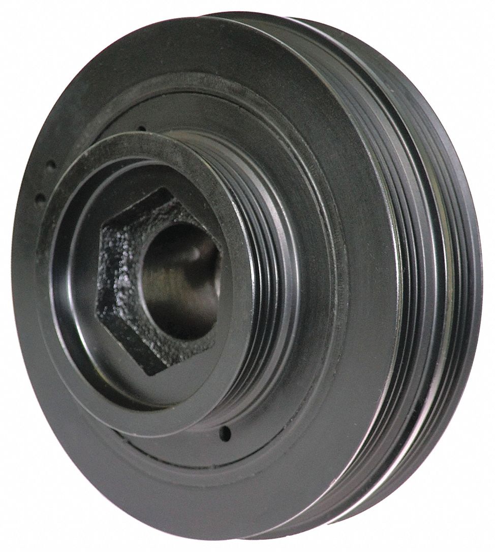 HARMONIC BALANCER, NEUTRAL, 6.65 IN OUTSIDE DIA/0.95 IN BORE DIA/2.69 IN W, BLK, RUBBER/IRON