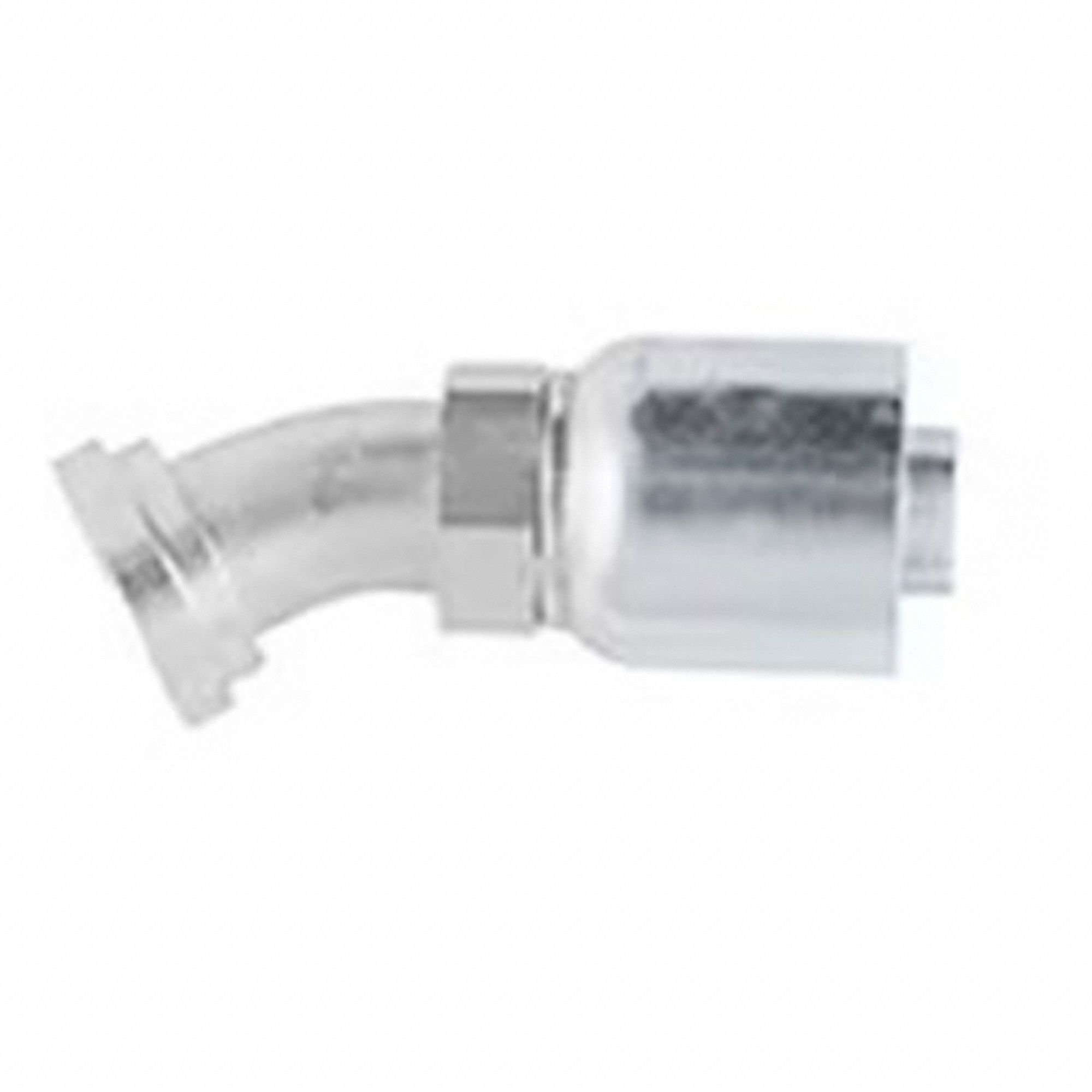 HYDRAULIC HOSE FITTING, BARBED, CRIMPED, 30 °  ELBOW, FLANGE HEAD, CODE 61, SWIVEL, 3/4