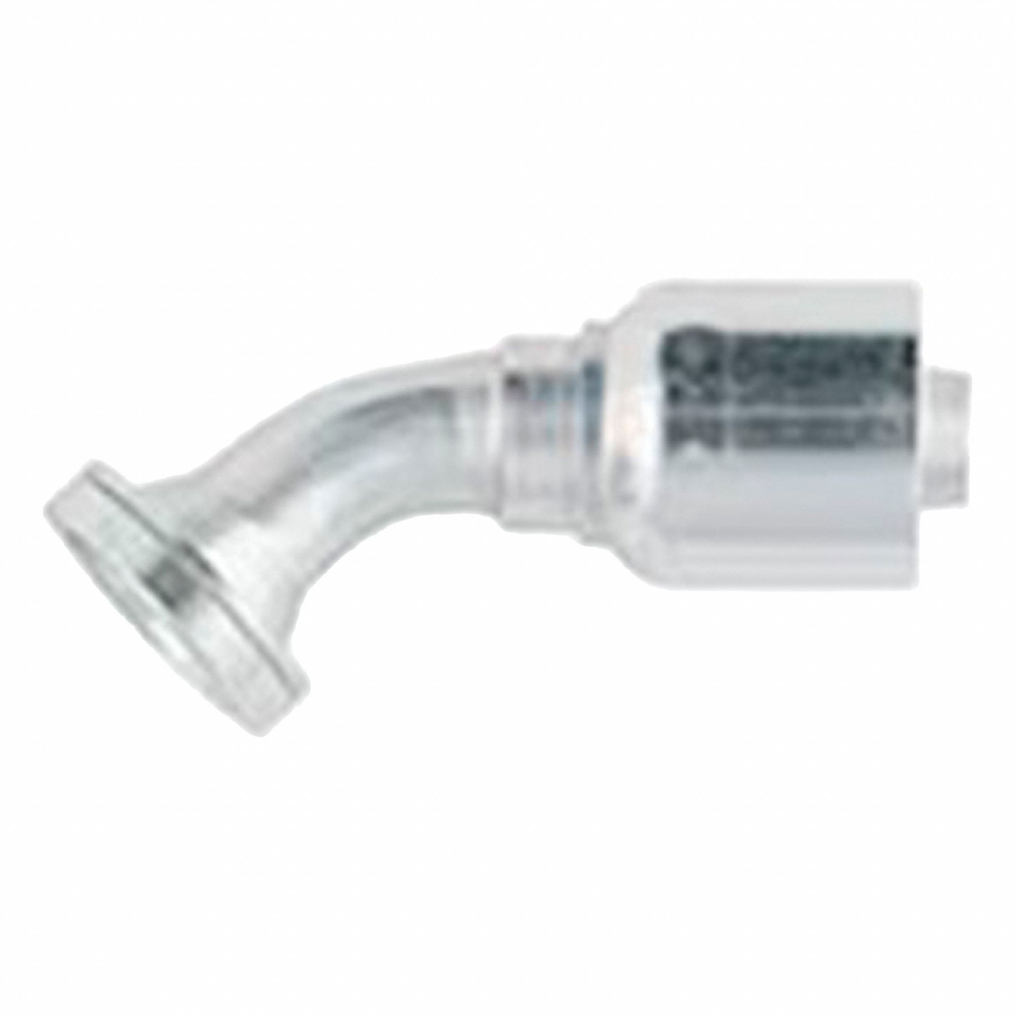 HYDRAULIC HOSE FITTING, BARBED, CRIMPED, 45 °  ELBOW, FLANGE HEAD, CODE 62, 1 1/4