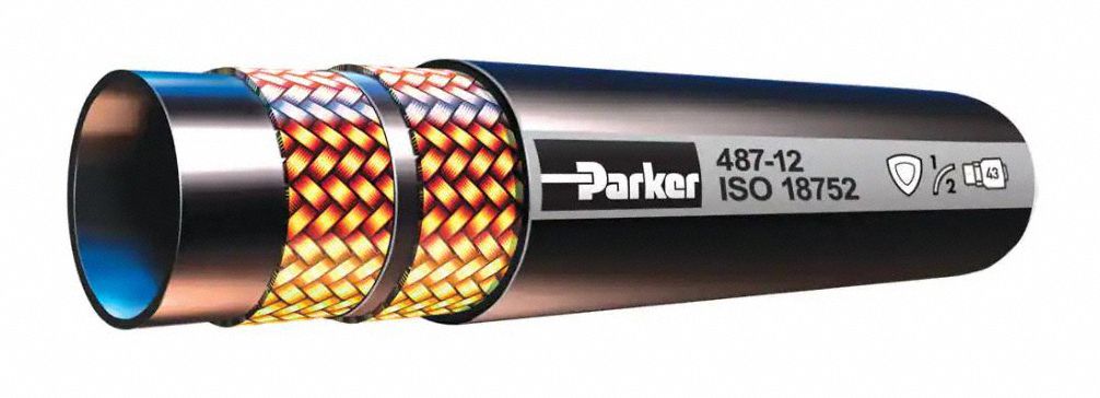 HYDRAULIC CONSTANT WORKING PRESSURE HOSE, -40 °  F TO 257 °  F, RUBBER, 200 FT L, BLACK, 4,000 PSI AT 70F, 1⅛ IN OD, ¾ IN ID