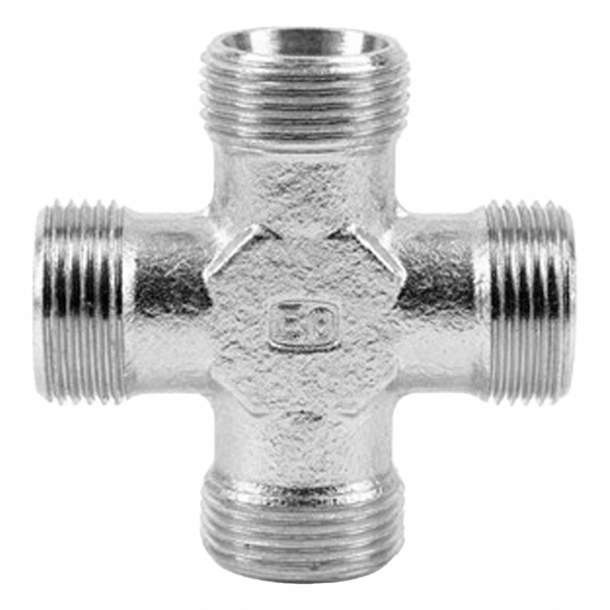 HYDRAULIC TUBE FITTING, STEEL, CROSS, 630 PSI AT 70 °  F, 12 MM AND 12 MM HOSE FITTINGS