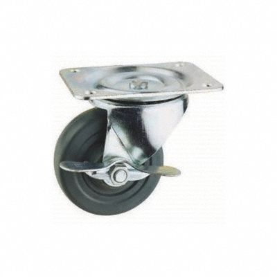 SWIVEL CASTER-BRAKE,2-1/2 IN,ZINC
