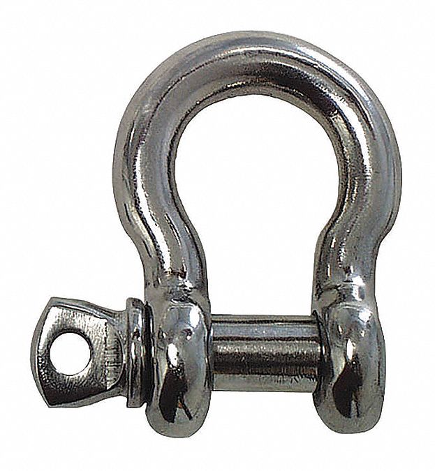METAL SHACKLE, STAINLESS STEEL, 1,000 LB LOAD LIMIT