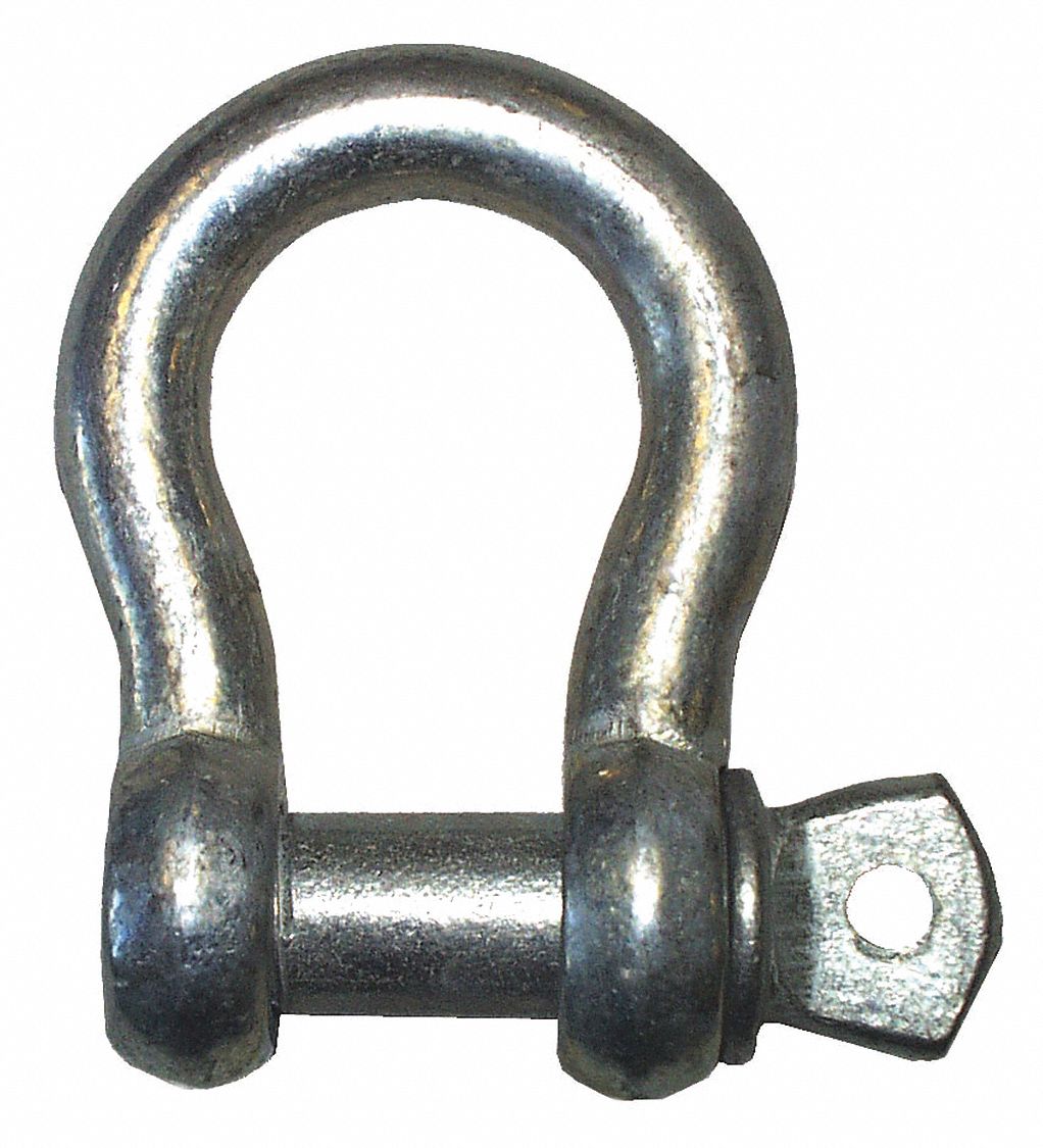 METAL SHACKLE, CARBON STEEL, 2 TON LOAD LIMIT, 5/8 IN