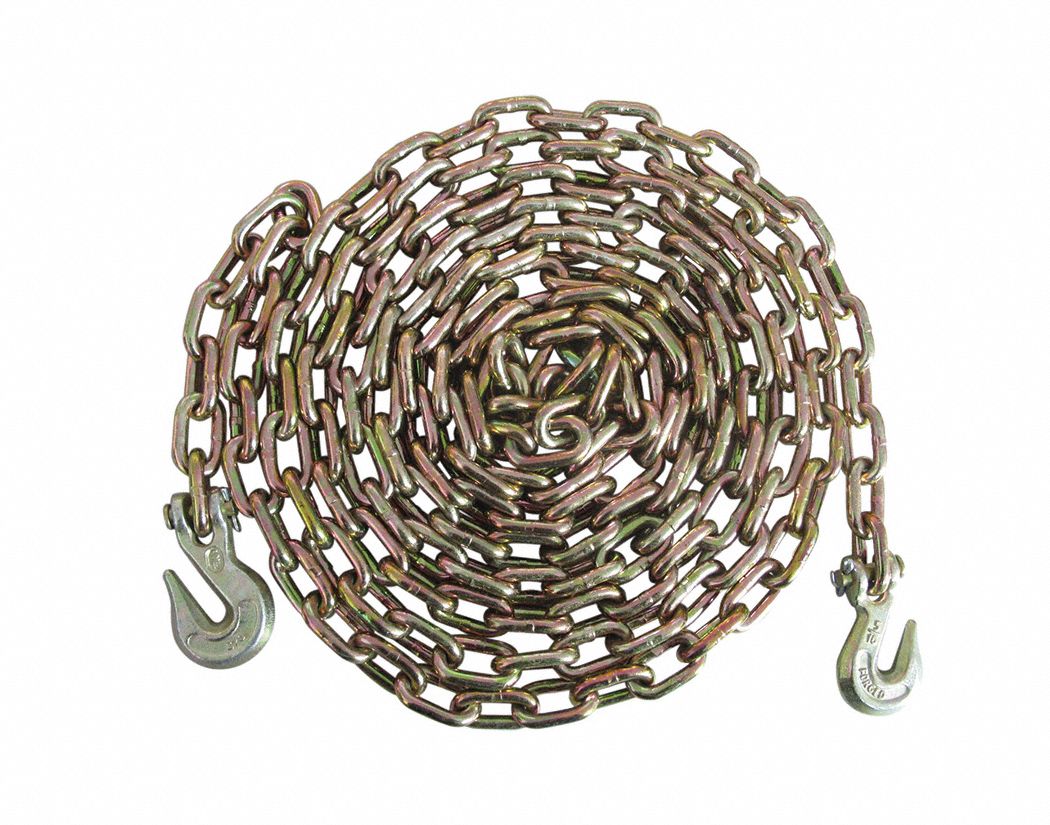 CHAIN, 5/16 IN X 16 FT L, STEEL, 4,700 LB LOAD LIMIT, PLATED ALLOY