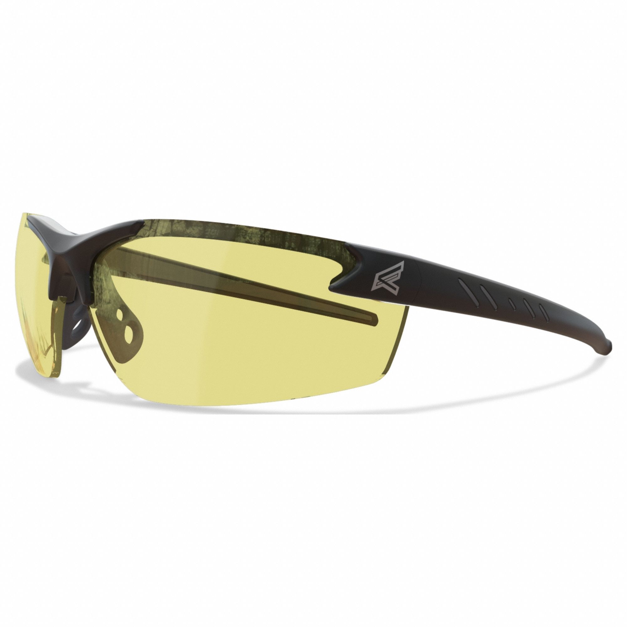 Safety Glasses: Yellow Lens, Half-Frame, Metal Detectable, Black Frame, Zorge G2 Series
