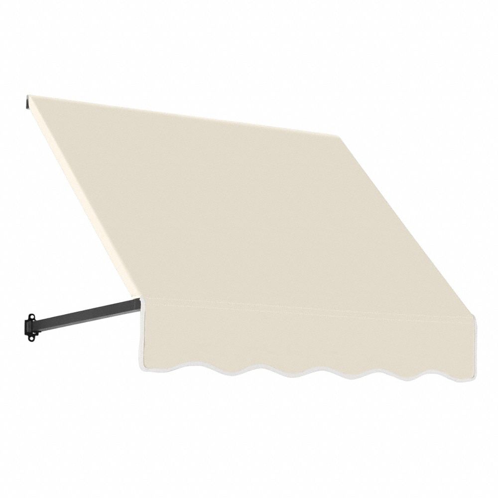 Open-Sided Slope Awning: Acrylic Fabric, Aluminum, Linen, 40 1/2 in Overall Wd, 56 in x 36 in