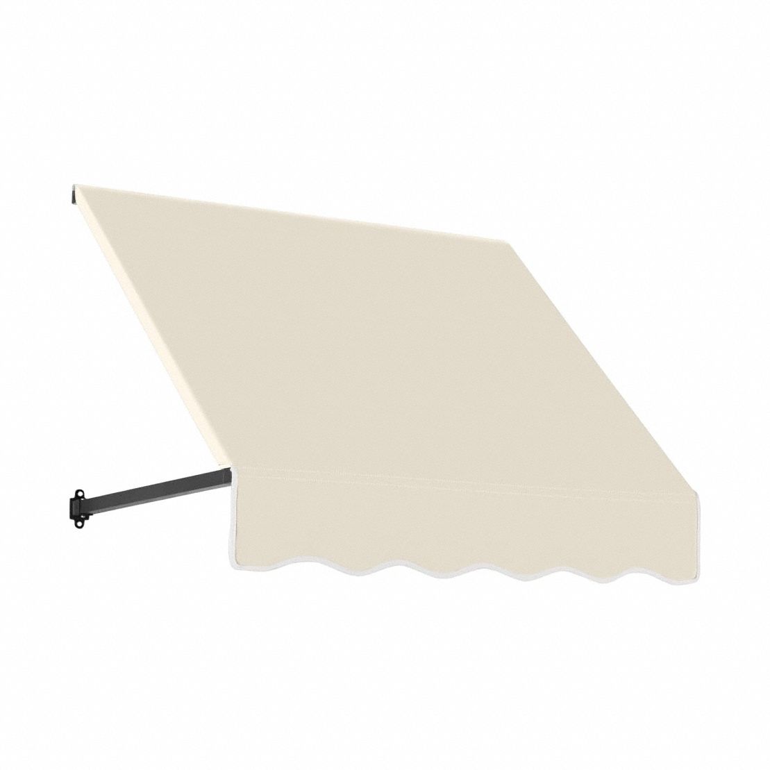 Open-Sided Slope Awning: Acrylic Fabric, Aluminum, Wall Mounting, Linen, 40 1/2 in Overall Wd