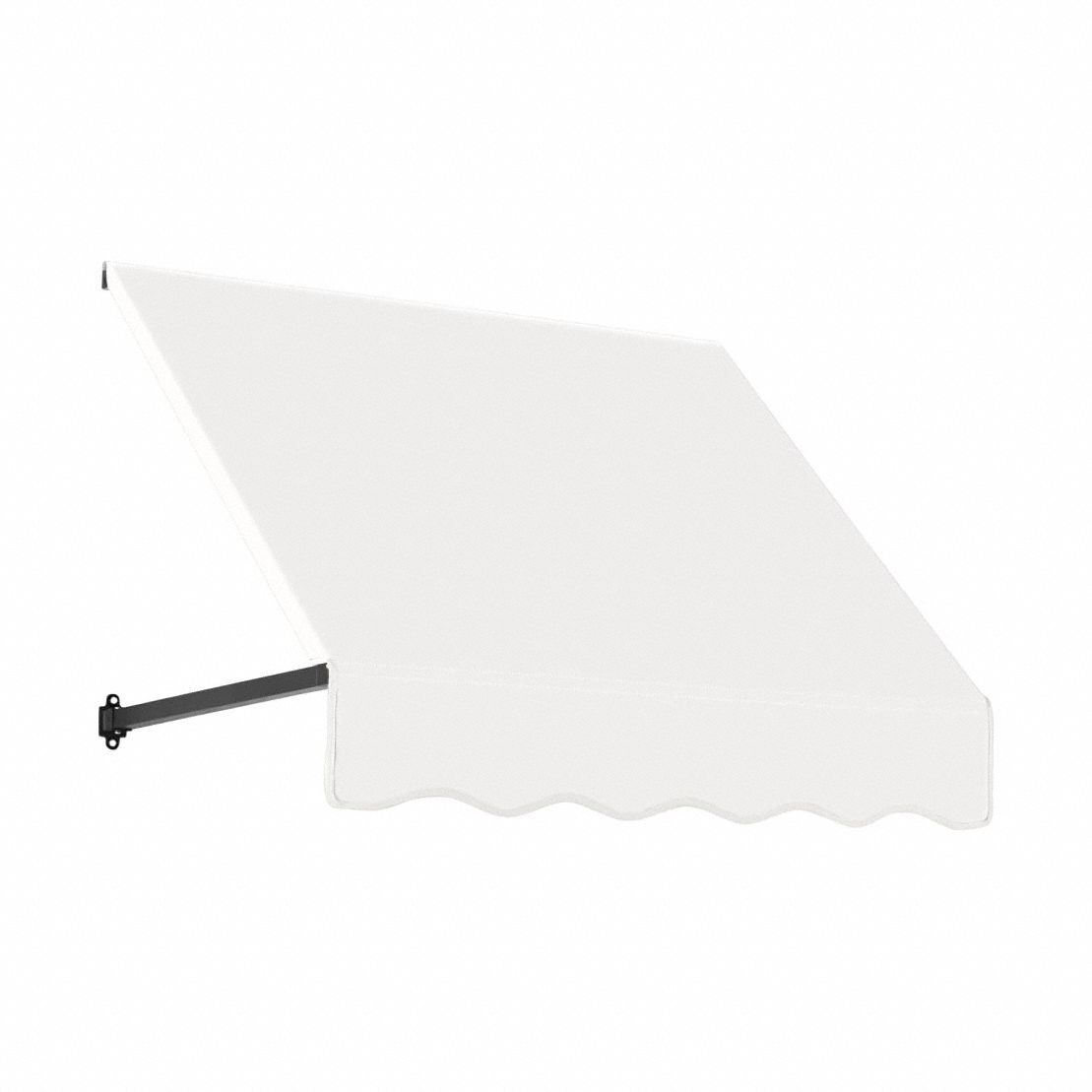 Open-Sided Slope Awning: Acrylic Fabric, Aluminum, Wall Mounting, White, 40 1/2 in Overall Wd