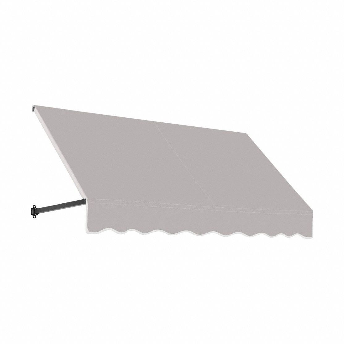 Open-Sided Slope Awning: Acrylic Fabric, Aluminum, Gray, 148 1/2 in Overall Wd, 18 in x 24 in