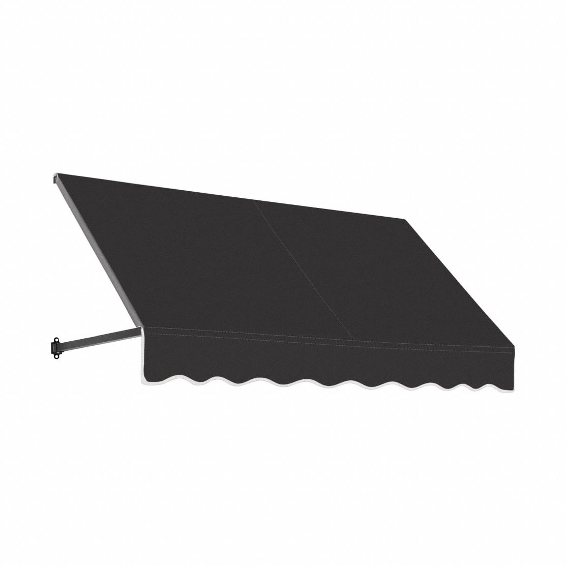 Open-Sided Slope Awning: Acrylic Fabric, Aluminum, Black, 148 1/2 in Overall Wd, 18 in x 24 in