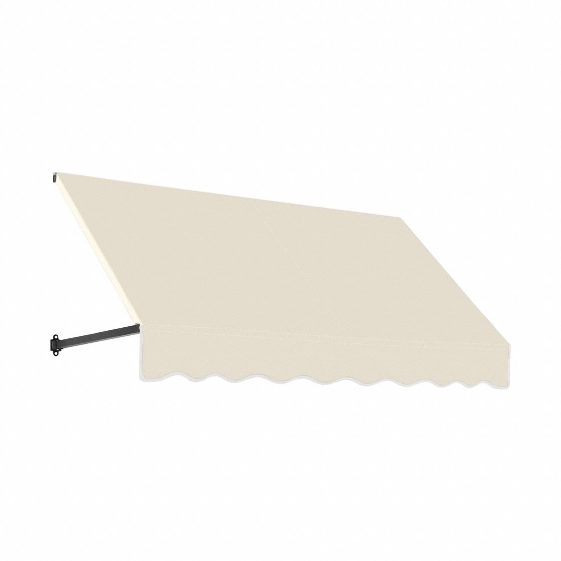 Open-Sided Slope Awning: Acrylic Fabric, Aluminum, Linen, 148 1/2 in Overall Wd, 18 in x 24 in