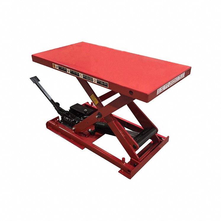 Scissor Lift Table: Manual, 1, 100 lb Load Capacity, 31 1/2 in Max Lifting Ht, Foot Pedal